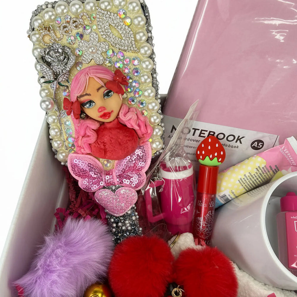 15-piece coquette gift basket in gift bag with tissue paper, birthday gift for her
