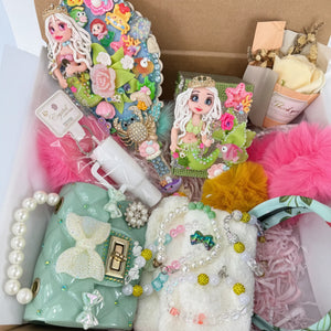Mermaid Dream Gift Box for Her | Handmade Flex Porcelain Doll & Makeup Brush Holder Set