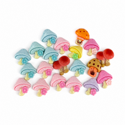 20 pastel mushroom flatbacks in pink blue yellow and assorted colors for DIY crafts
