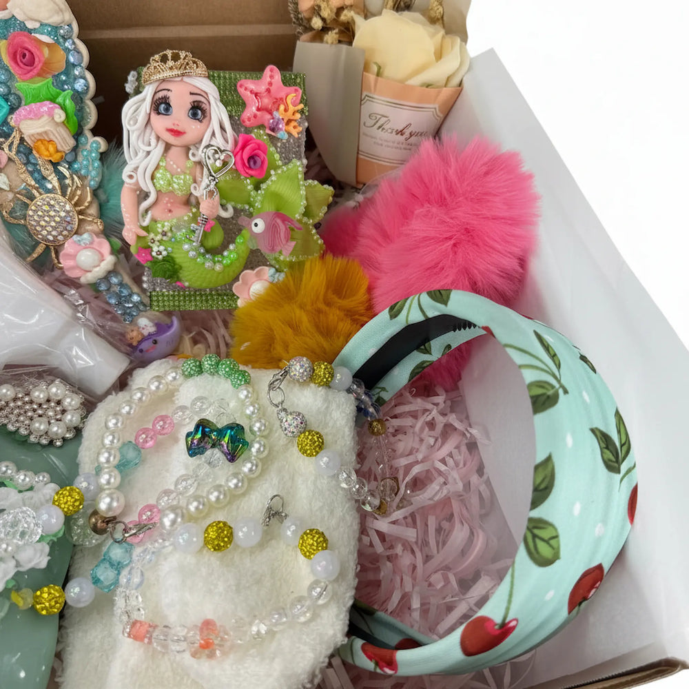 Mermaid Dream Gift Box for Her | Handmade Flex Porcelain Doll & Makeup Brush Holder Set