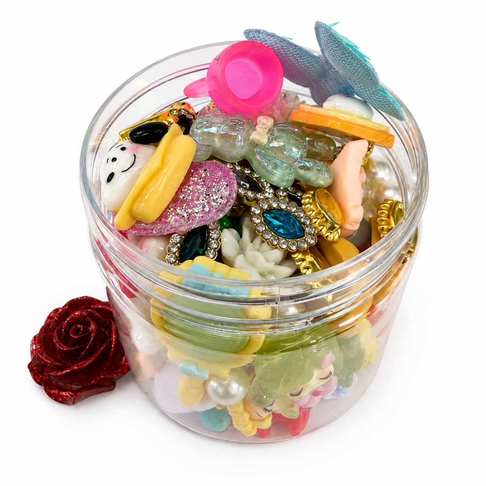 Abundant floral and mermaid embellishment mix for decorating phone cases, journals, mirrors and accessories.
