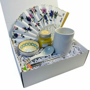 Asian tea gift box with mug and floral fan
