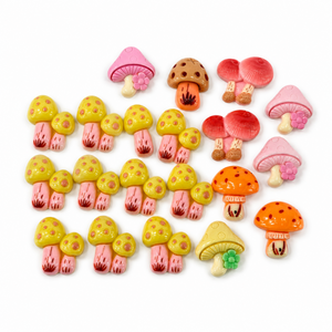 Golden Woodland Mushroom Mix | 20 Resin Craft Pieces for DIY Decor
