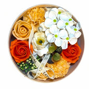 Assorted floral rose soaps in decorative gift box