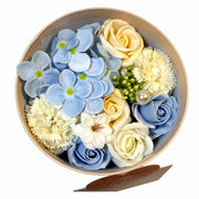Assorted rose petal soaps in elegant floral gift box