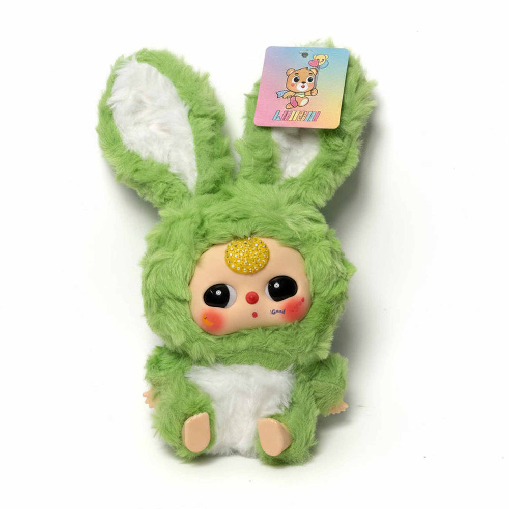 Baby 3 Green & White Plush Doll with yellow crystal accents - Collectible Kawaii Toy