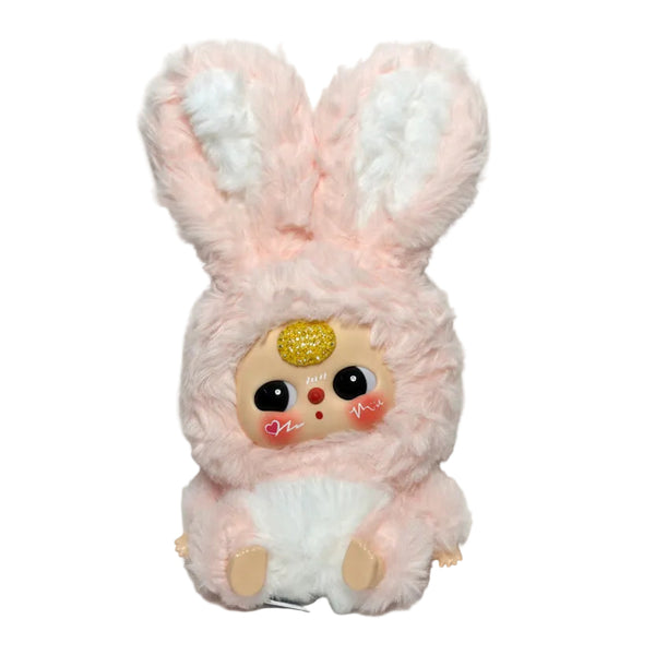 Baby Three Plush Doll - Pink with Hand-Applied Yellow Crystals | Kawaii Collectible Toy