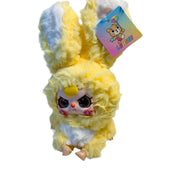 Baby Three kawaii yellow plush doll collectible, side view detail

