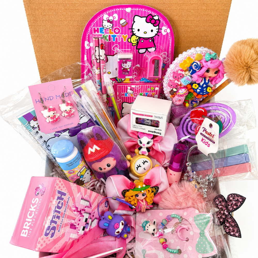 Back to school gift for daughter granddaughter or niece with cute stationery, handmade accessories, hair bows and school supplies