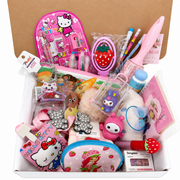 Back to school gift set with pencil pouch, gel pens, notebook, socks, scrunchies and accessories