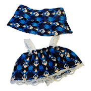 Blue and white patterned skirt with a matching sleeveless top 17cm dolls