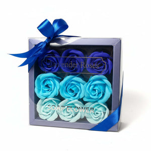 Rose Petal Soap Gift Box | Blue Ombre Floral Bath Set