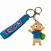 Retro Cartoon Baby 3D Keychain with Blue Wrist Strap – Rugrats-Style Figure
