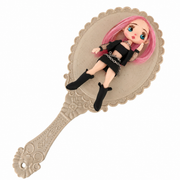 Gothic Lolita Pink Hair Flatback Doll for DIY Crafts Decoration
