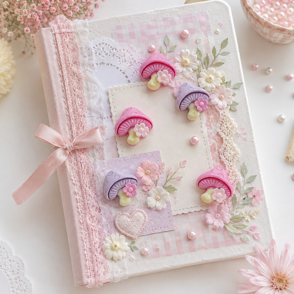 20-Piece Pink & Purple Mushroom Resin Flatback Charms for DIY Crafts