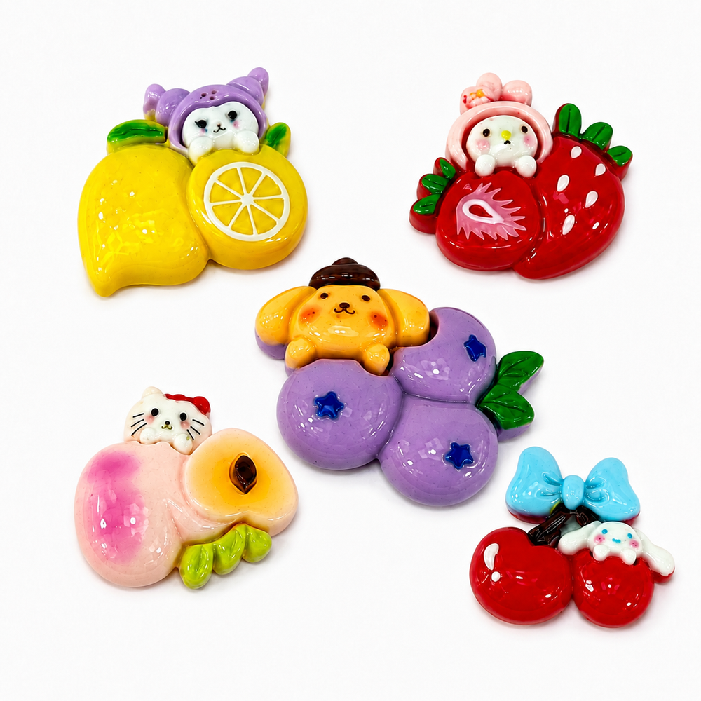 Cute Fruit Resin Flatbacks – Random Assorted DIY Charm Set for Crafts