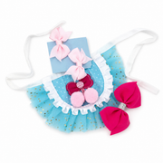 Small Cherry Tutu Pet Outfit Set with Matching Bows | Pink or Blue