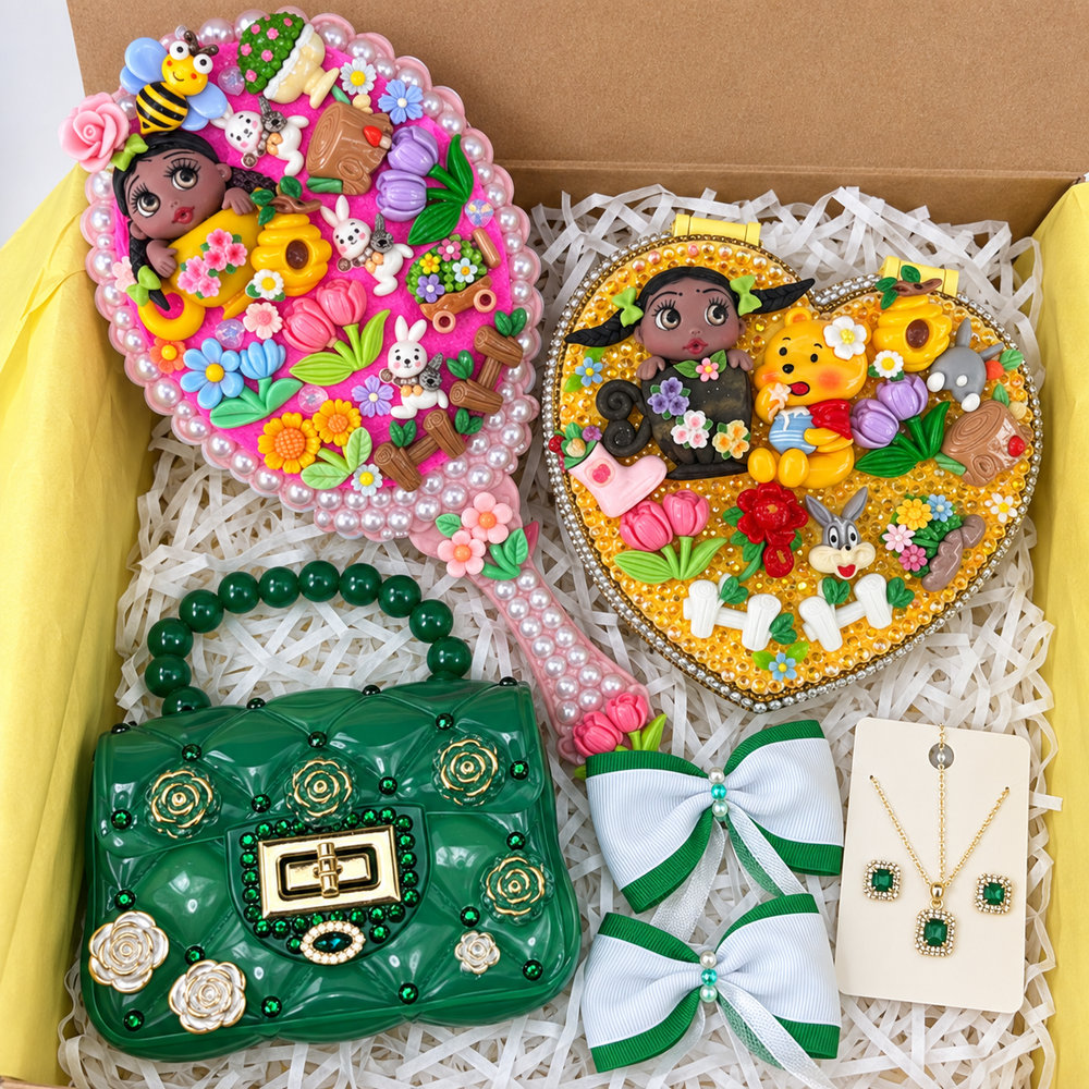 Enchanted Garden Decoden Decorated Gift Set – Mirror, Jewelry Box & Accessories | Xmas Gift for Girls