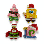 Christmas sea friends resin flatbacks with snail starfish sponge and crab designs
