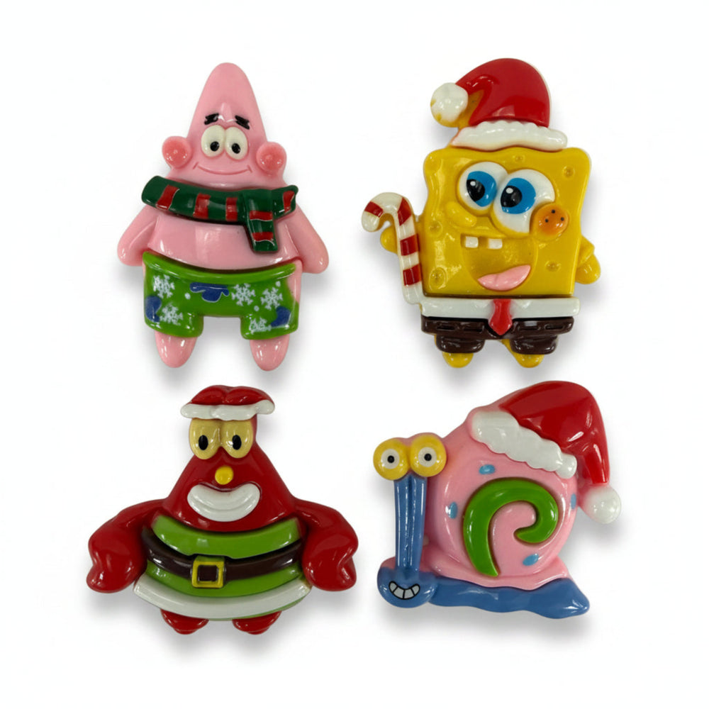 Christmas sea friends resin flatbacks with snail starfish sponge and crab designs

