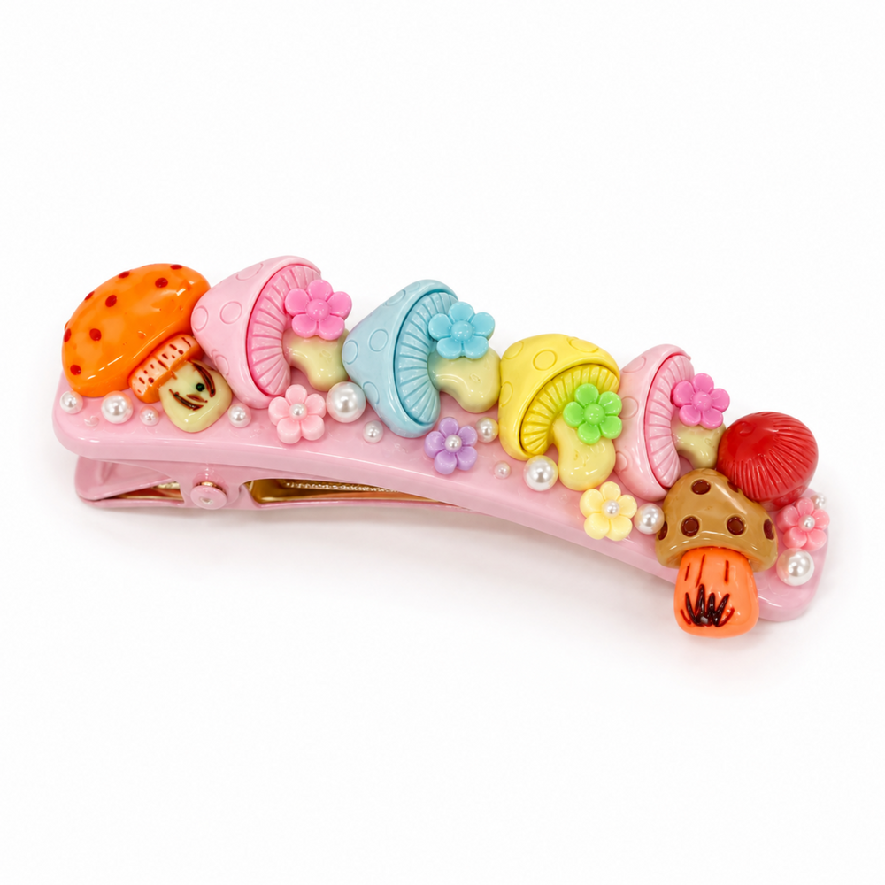 Colorful floral mushroom resin flatbacks for hair bows hair clips and craft projects