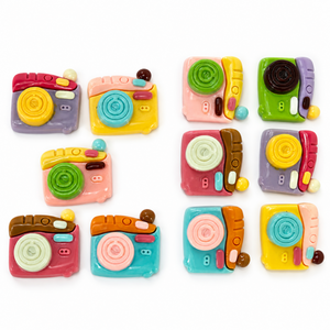 Colorful Retro Camera Resin Flatbacks – 5 or 6 Piece Set