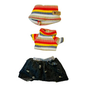 Colorful striped sweater, head band, matching oulfit set for 17cm collectible dolls, black shorts