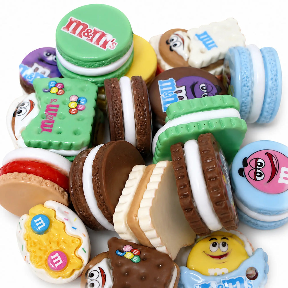 Cookie and macaron flatback charms for DIY jewelry, miniature scenes, and craft embellishments