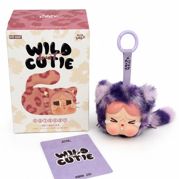 Crybaby Wild but Cutie Neon Cutie purple plush keychain pendant with box and card