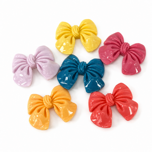 5-Piece Glossy Resin Bow Flatback Set – Random Colors