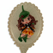 Flat back view of a kawaii French girl planar doll showing smooth flat surface for craft gluing