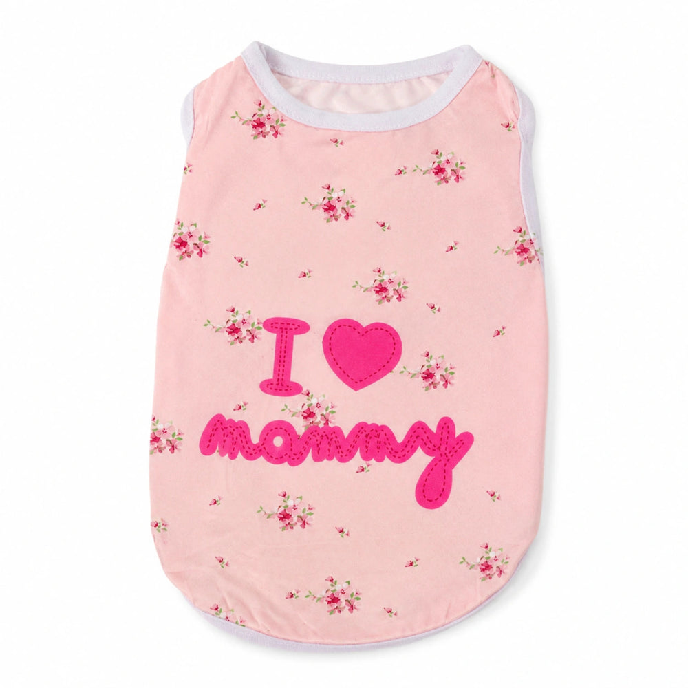 Floral I Love Mommy dog shirt size M styled for a cute female dog outfit gift