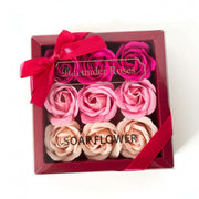 Fuchsia Pink Cream Rose Petal Soap Gift Box - Luxury Floral Bath Gift Set 