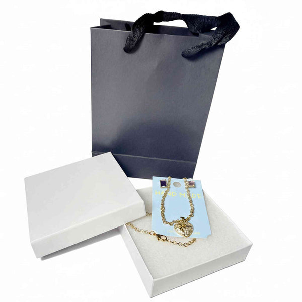 Gold-Tone Crystal Heart Necklace and Earring Gift Set in Premium Packaging 