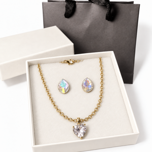 Crystal Necklace & Earring Set | Christmas Jewelry Gift for Her