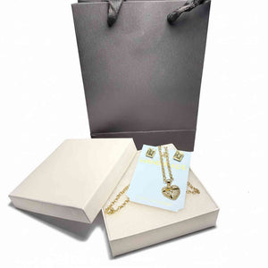Gold Heart Necklace & Crystal Earring Set | Gift for Her