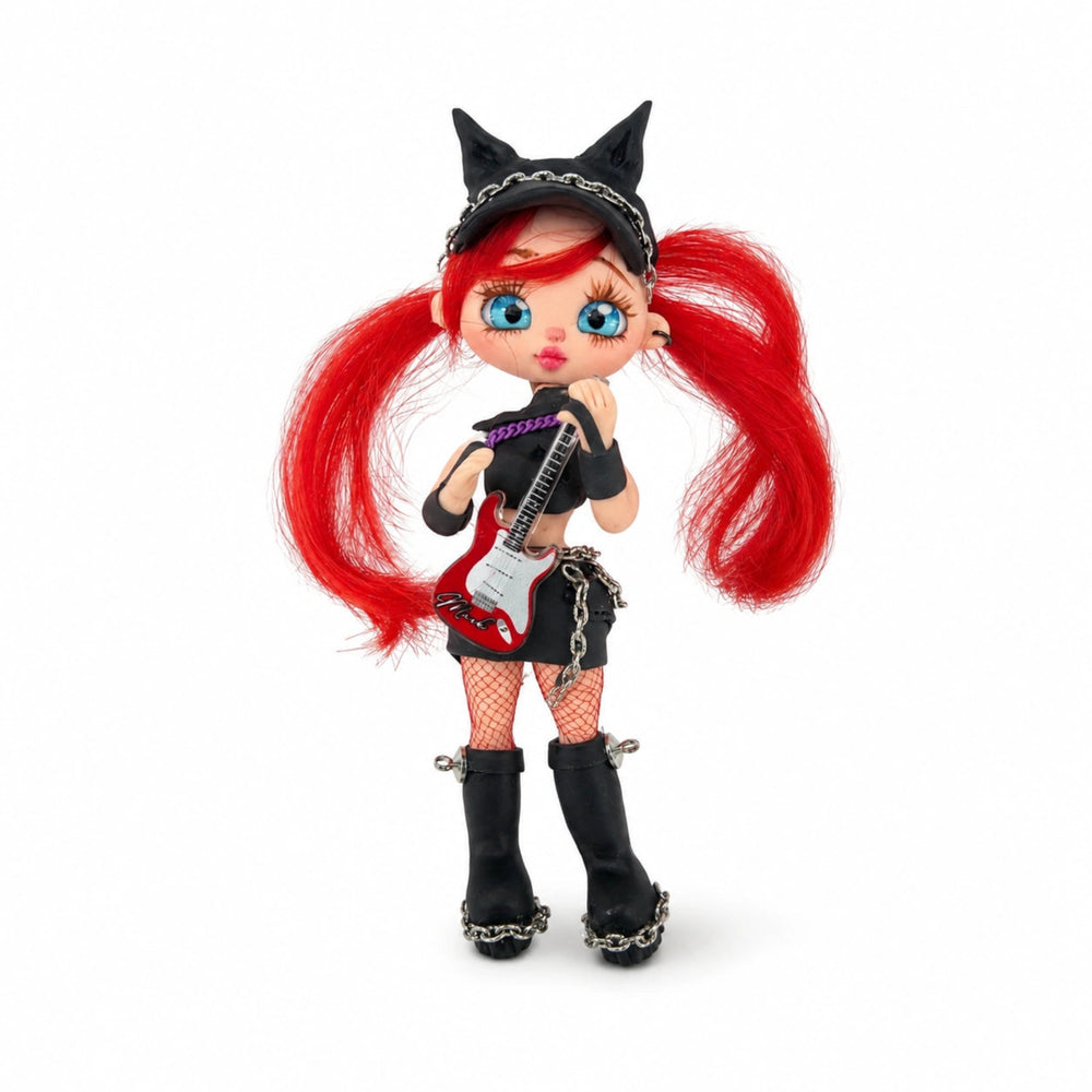 Gothic kawaii porcelain doll red hair gothic-red-hair-flex-porcelain-doll-guitar-diy 