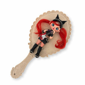 Gothic Red Hair Flex Porcelain Doll with Guitar – DIY Craft Decor