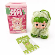 Green Apple Hacipupu Gummy Bear plush keychain collectible with pink box
