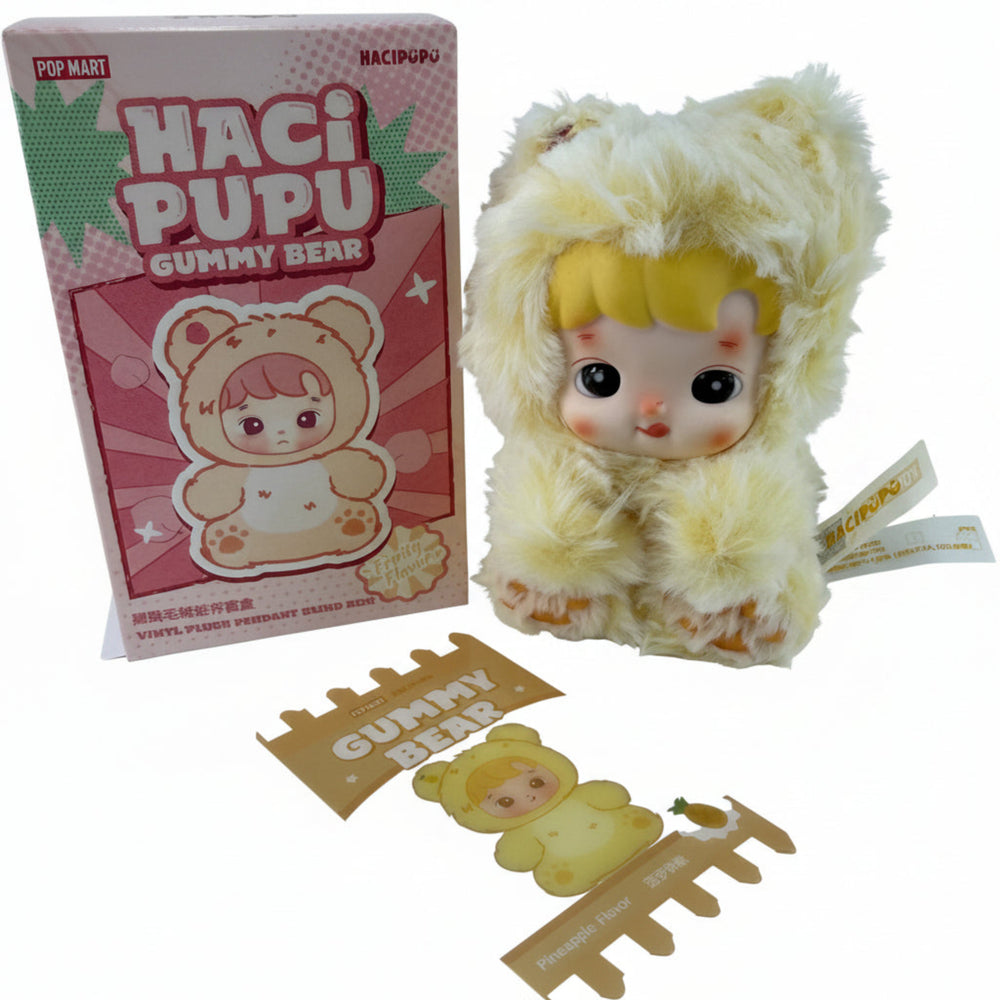 HACIPUPU Gummy Bear Pineapple Flurry yellow vinyl plush pendant with box and character card