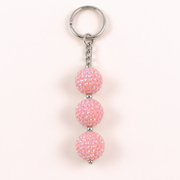 Handmade-style silver chain keyring with sparkling pink acrylic beads
