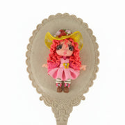 Handmade flexible cold porcelain pink cowboy girl doll planar
