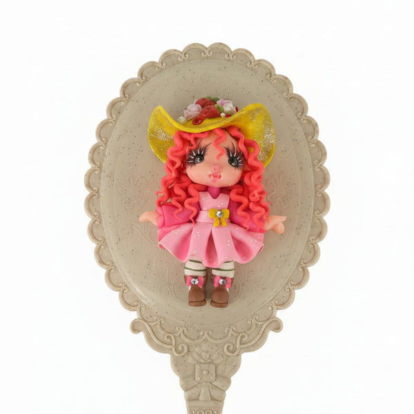 Handmade flexible cold porcelain pink cowboy girl doll planar