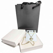 Handmade heart crystal necklace and earring set in premium white jewelry gift box - Majestic Boutique Miami
