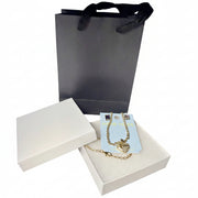 Gold-tone crystal heart necklace and earring gift set in premium packaging with gift  black bag 