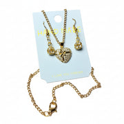 Majestic Boutique jewelry gift set: heart necklace pendant and crystal earrings set