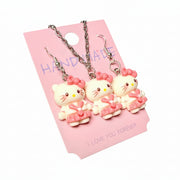 Hello Kitty Necklace & Earrings Set – Pink Kawaii Jewelry Gift | Boutique