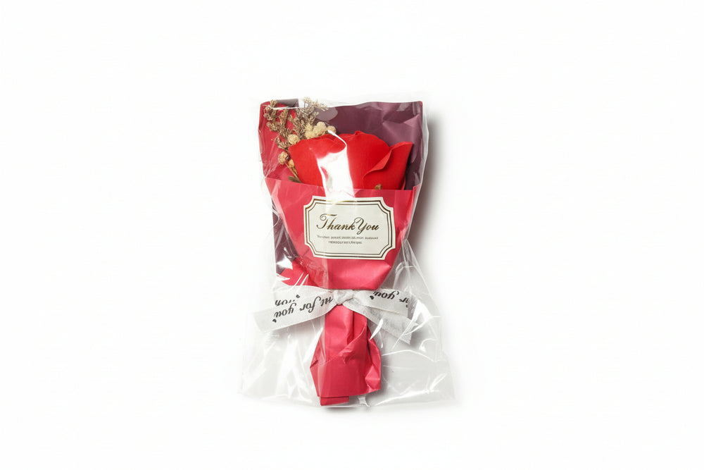 red soap rose bouquet.