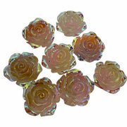 Iridescent rose-shaped beads flat back