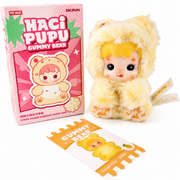 Kawaii Haci Pupu Gummy Bear Pineapple Flavor vinyl plush pendant displayed with product box and pineapple flavor character card